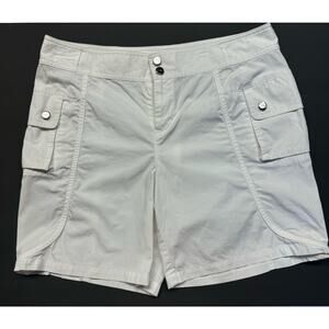 L-RL Lauren Active Cargo Pocket Camp Lightweight Cotton Shorts Women 6 White